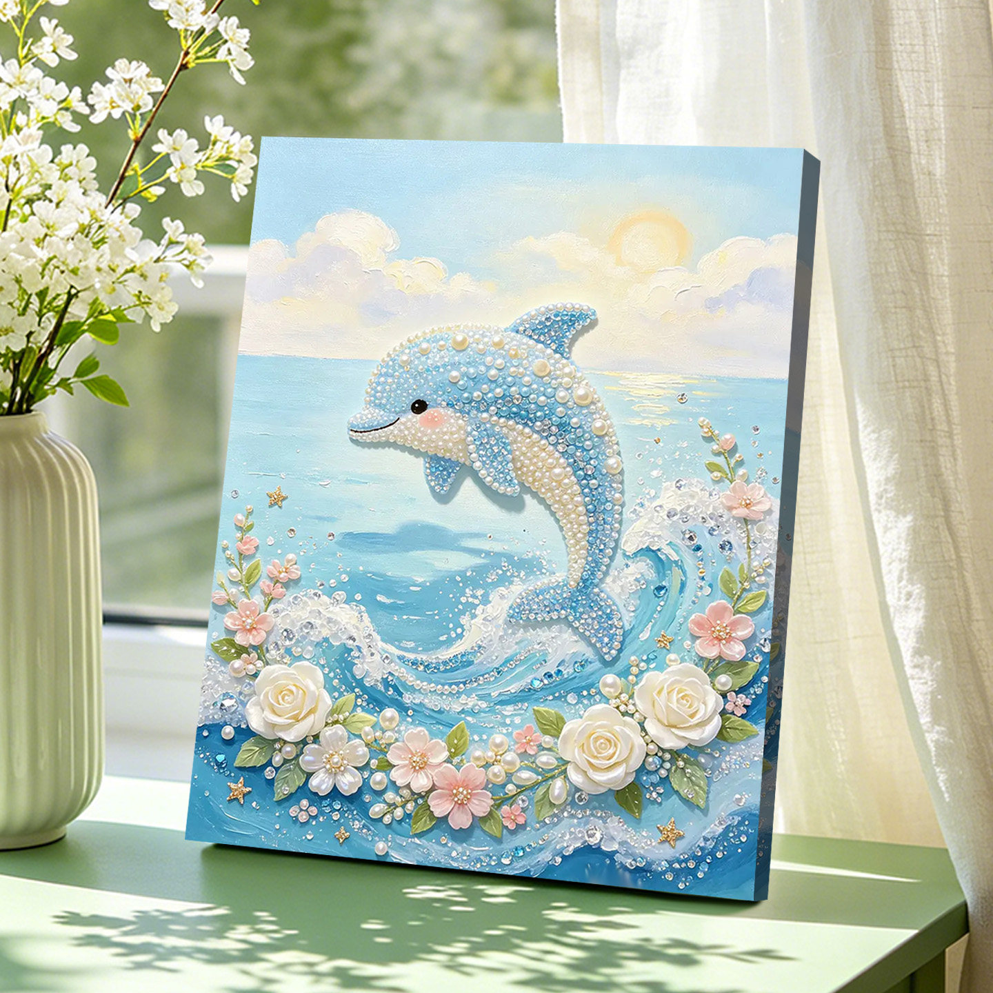 花浪遇海豚2026新款DIY珍珠画手工制作立体客厅钻石画高级装饰品