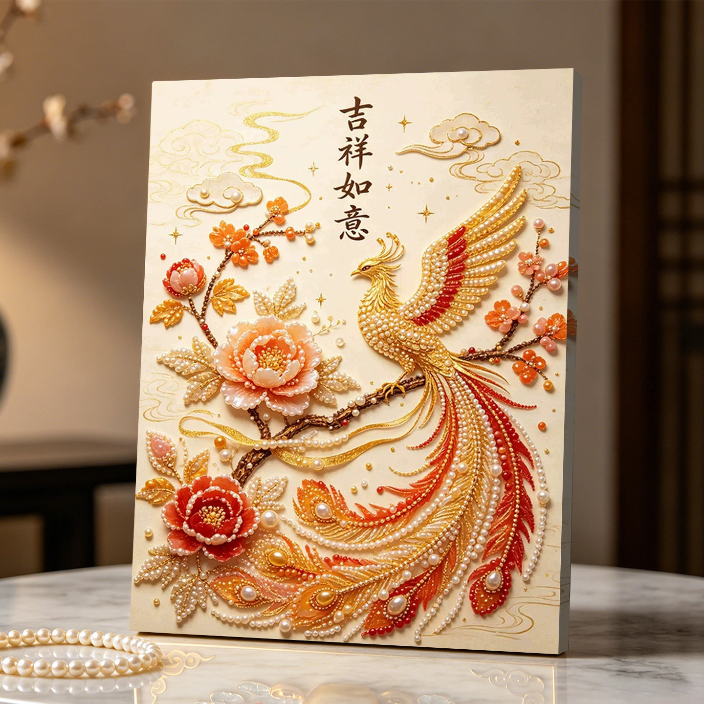 金凤戏牡丹2026新款DIY珍珠画手工制作立体客厅钻石画高级装饰品