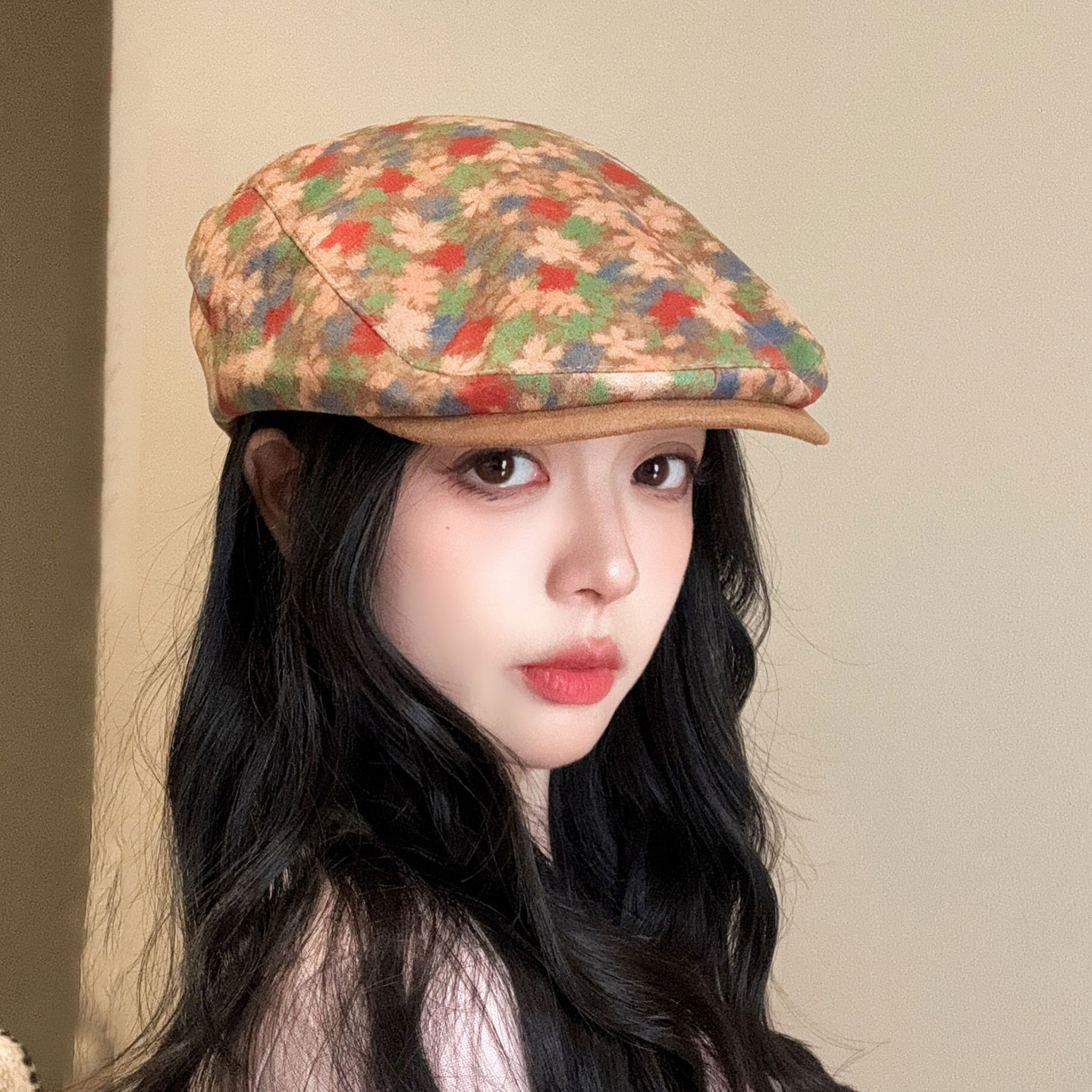麂皮绒印花前进帽正反都可以戴图片