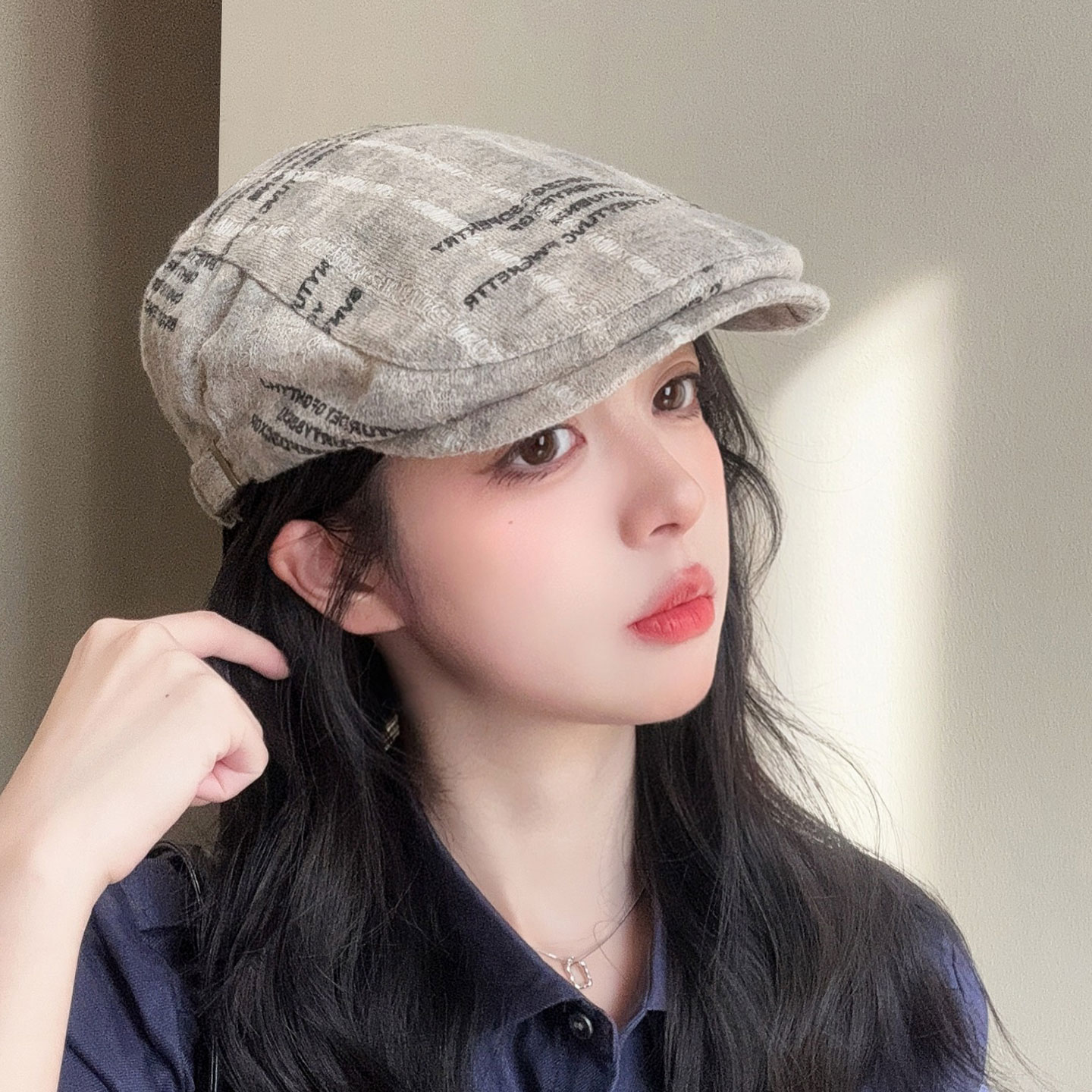 英文字母破洞前进帽古贝雷帽子女图片