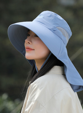 遮阳帽露营透气女夏大檐大披肩帽