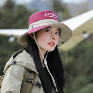 渔夫帽夏季防晒帽子女户外登山太阳帽骑车钓鱼遮阳帽露营徒步棉帽