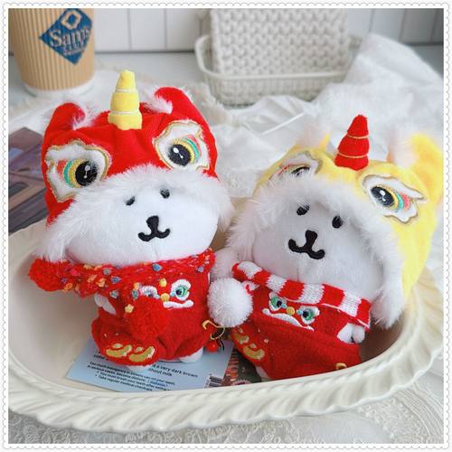 仅售娃衣 自嘲熊娃玩偶挂件衣服10cm娃用棉花娃娃换装醒狮背带裤