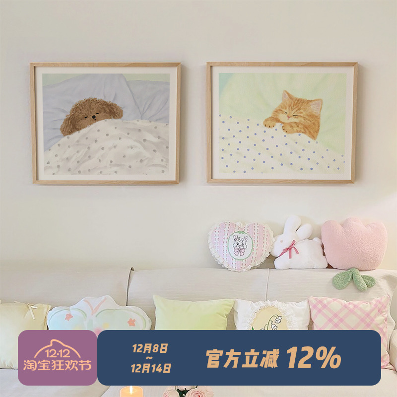 可爱猫狗电表箱装饰画