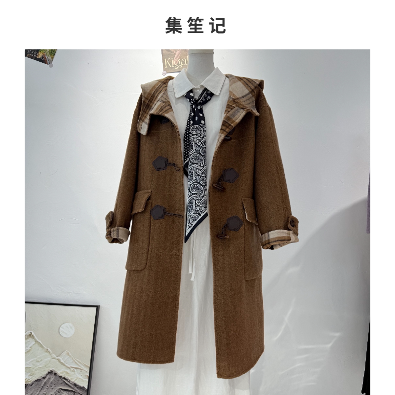 露丝同款100%绵羊毛大衣长款显瘦