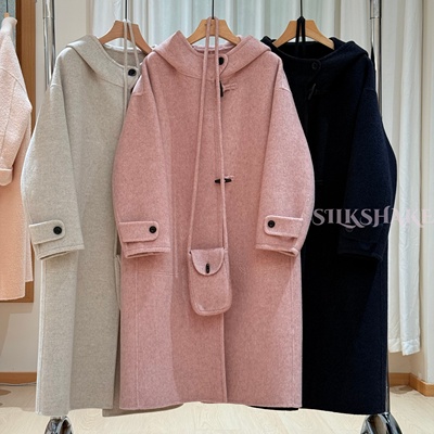 连帽减龄韩版牛角扣中长款休闲