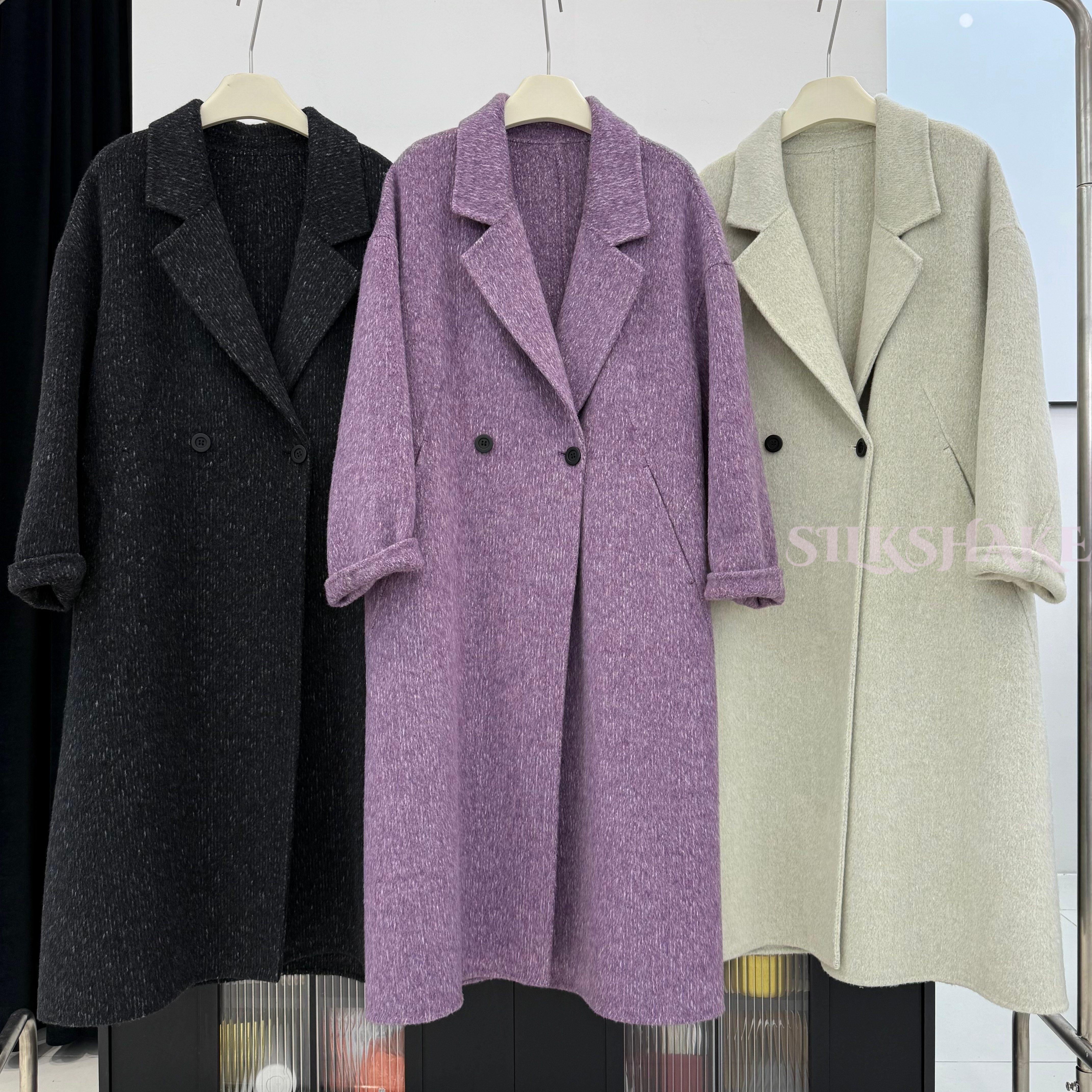 秋冬长款双面羊毛大衣女西装领双排扣毛呢外套显瘦百搭通勤高级感,女装/女士精品,毛呢外套,淘宝优惠券,粉丝福利购,淘宝优惠卷