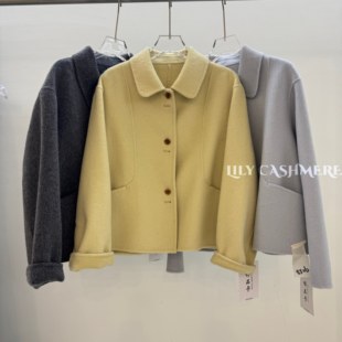 2025年秋冬新款韩系双面羊毛大衣女短款小个子宽松显瘦羊毛呢外套