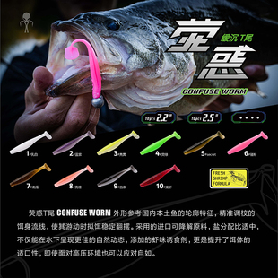 外星人路亚荧惑缓沉T尾路亚饵根钓软虫软鱼野钓桂鱼鳜鱼假饵鲈鱼