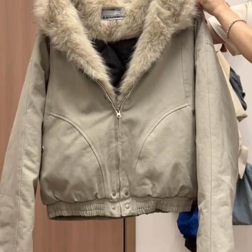 美式复古座山雕毛领连帽