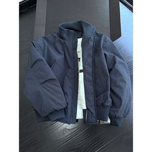 藏蓝色cleanfit飞行夹克棉服男款冬季加厚立领棒球服美式棉衣外套