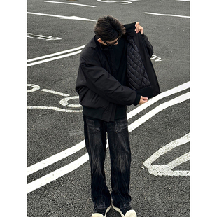 美式bomber飞行员夹克外套男款秋冬装加厚棉服廓形立领夹棉棒球服