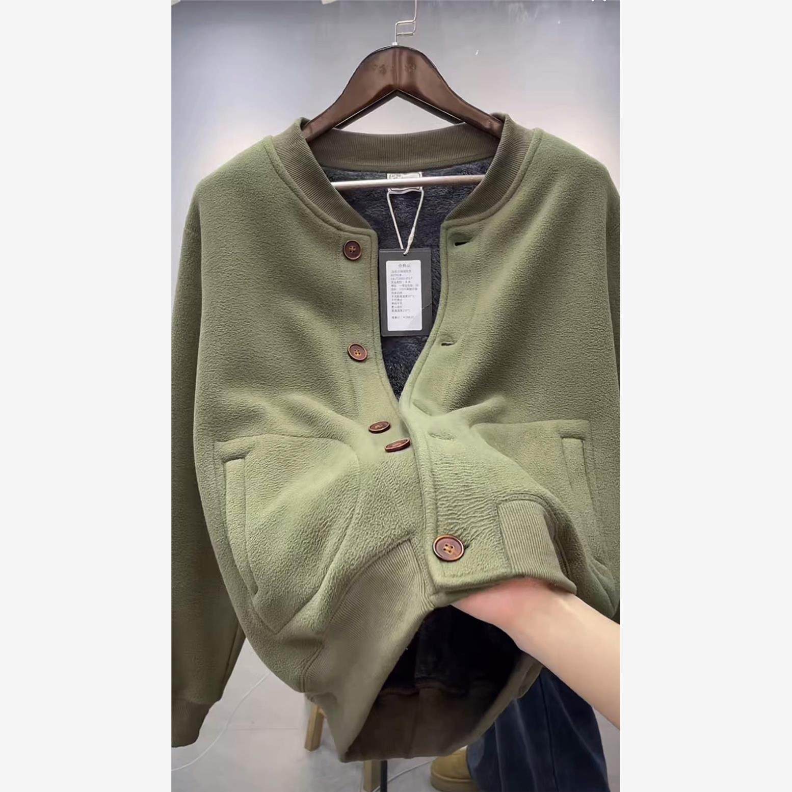 美式复古！加绒加厚抓绒衣秋冬男士棒球领时尚开衫休闲夹克外套潮,男装,夹克,淘宝优惠券,粉丝福利购,淘宝优惠卷