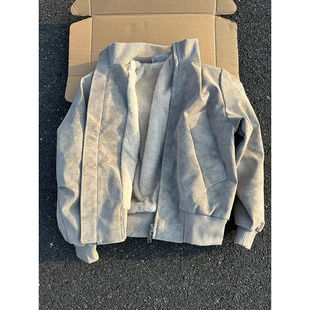 立领外套 保暖夹克棉衣高级感痞帅短款 美式 扎染PU皮加绒棉服男冬季