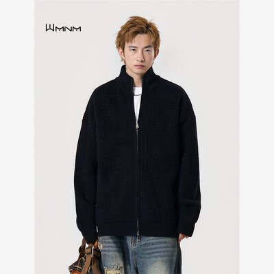 wmnm美式cleanfit针织开衫外套男秋冬慵懒风高级感潮牌双拉链毛衣