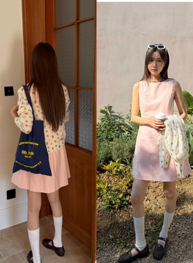 春上新Joriselumo韩系时尚简约纯色圆领收腰显瘦背心连衣裙