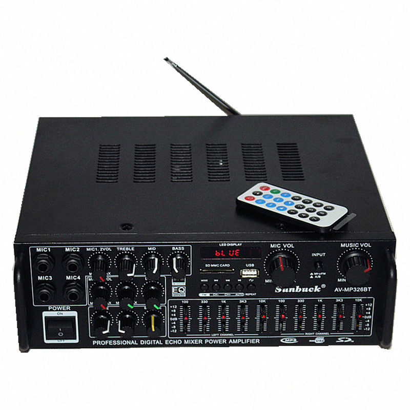 220V12V家用功放卡拉OK大功率放大器EQ均衡放大器插卡音响功放机