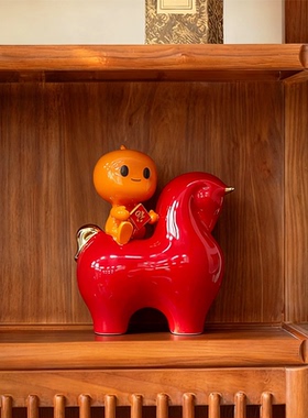 2026款淘公仔马年生肖陶瓷摆件红色喜庆新年礼物伴手礼福财双至