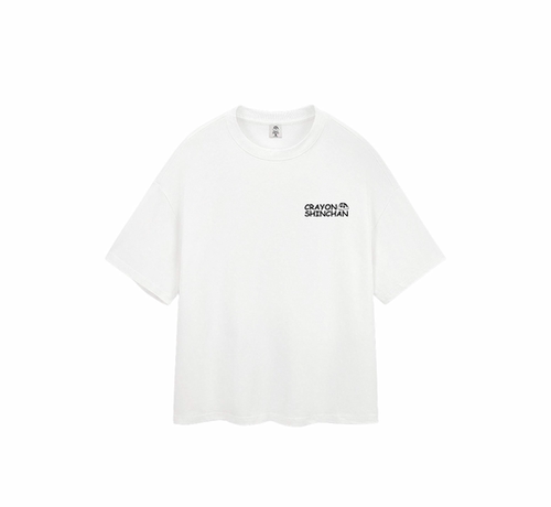 Crayon Shinchan蜡笔小新 纯棉卡通字母美式圆领短袖T恤 男女同款