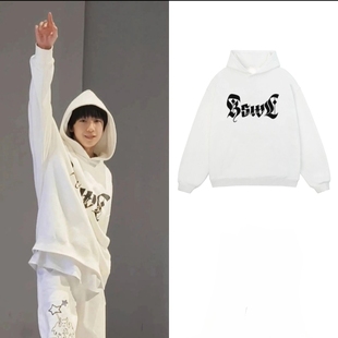 Kangs哥特字母印花宽松卫衣连帽加绒帽衫 鹭卓同款 杨博文 张桂源