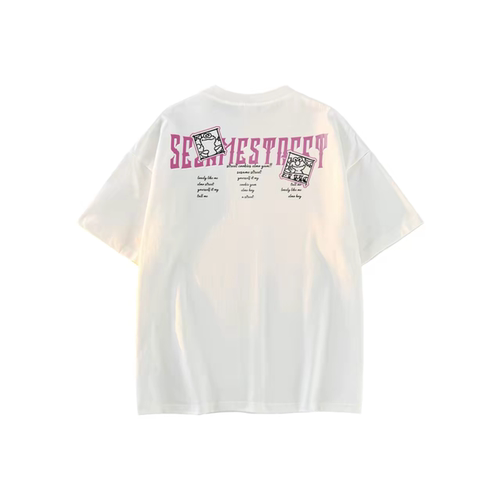 SESAME STREET芝麻街 美式高街卡通印花百搭落肩短袖T恤 男女同款