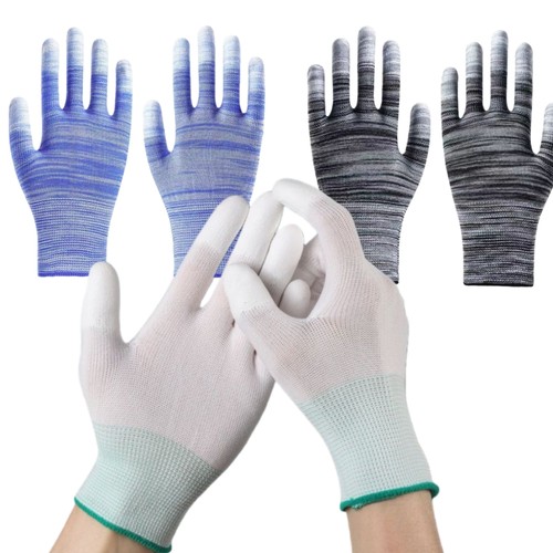 包邮薄款尼龙PU涂指涂胶透气涂掌电子无尘防静电耐磨电子劳保手套