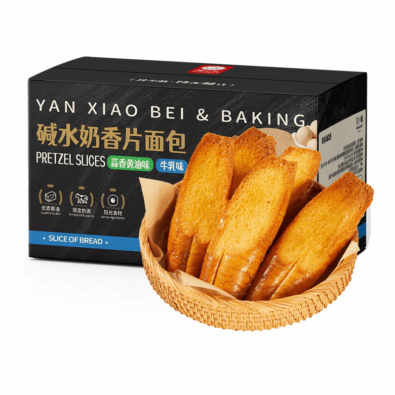 颜小贝碱水奶香片面包500g香酥脆片牛乳味法棍烤馍片下午茶糕点心