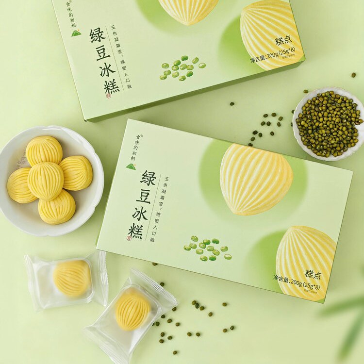 食味的初相绿豆冰糕200g传统糕点心黄油绿豆糕下午茶点甜品小吃