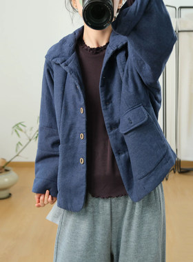 文艺宽松蝙蝠袖夹棉短外套棉服女