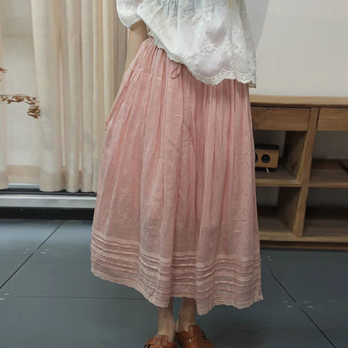 中长裙A字森系半身裙减龄