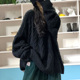 秋冬日系文艺纯色简约洋气百搭宽松大码 显瘦蝙蝠袖 棉质针织毛衣女