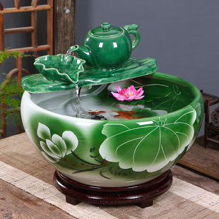 景德镇陶瓷鱼缸大号乌龟养鱼盆家用碗莲睡莲盆手绘桌面水仙荷花盆