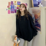 Осенний демисезонный лонгслив, однотонный жакет, флисовая футболка, коллекция 2023, длинный рукав, в корейском стиле
