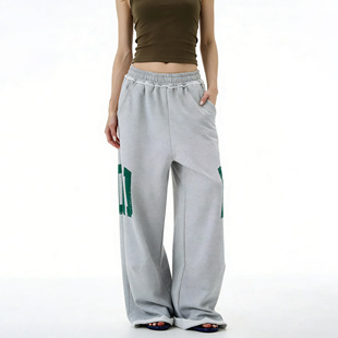 BY美式复古高街垂感裤子男潮牌宽松bf慵懒风休闲裤情侣卫裤