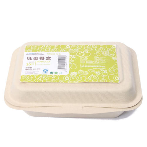 泉林包装本色可降解一次性加厚打包快餐饭盒600ml*20支（外卖非塑