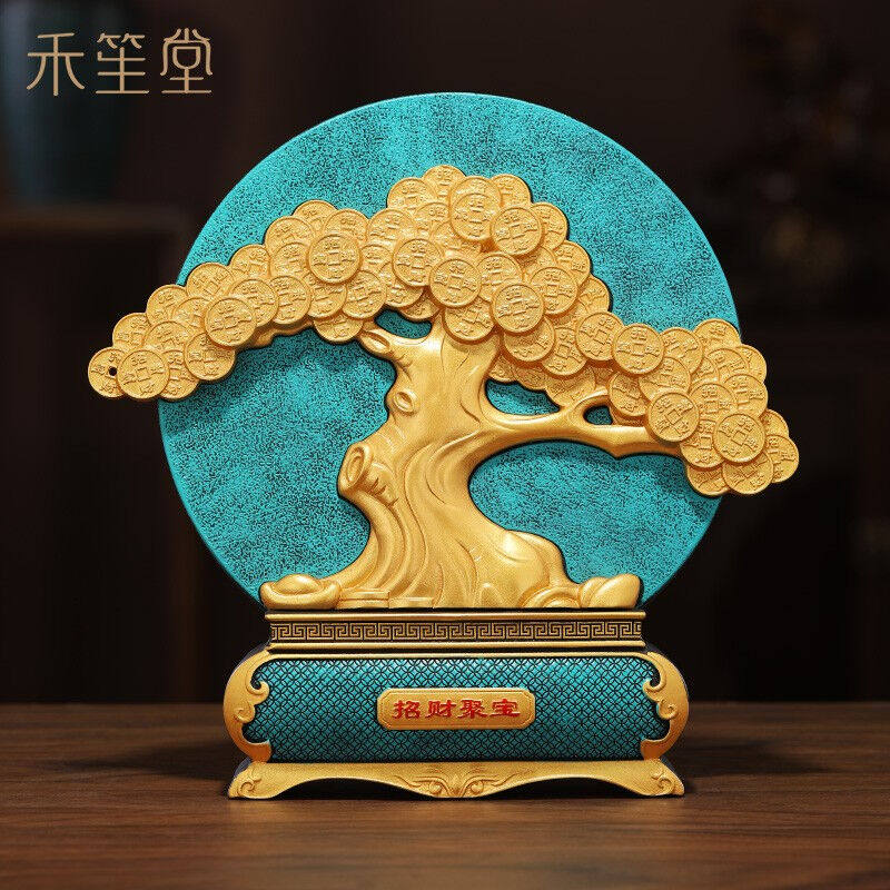 禾笙堂发财树摆件活性炭炭雕工艺家居装饰客厅玄关中式摆件店铺开