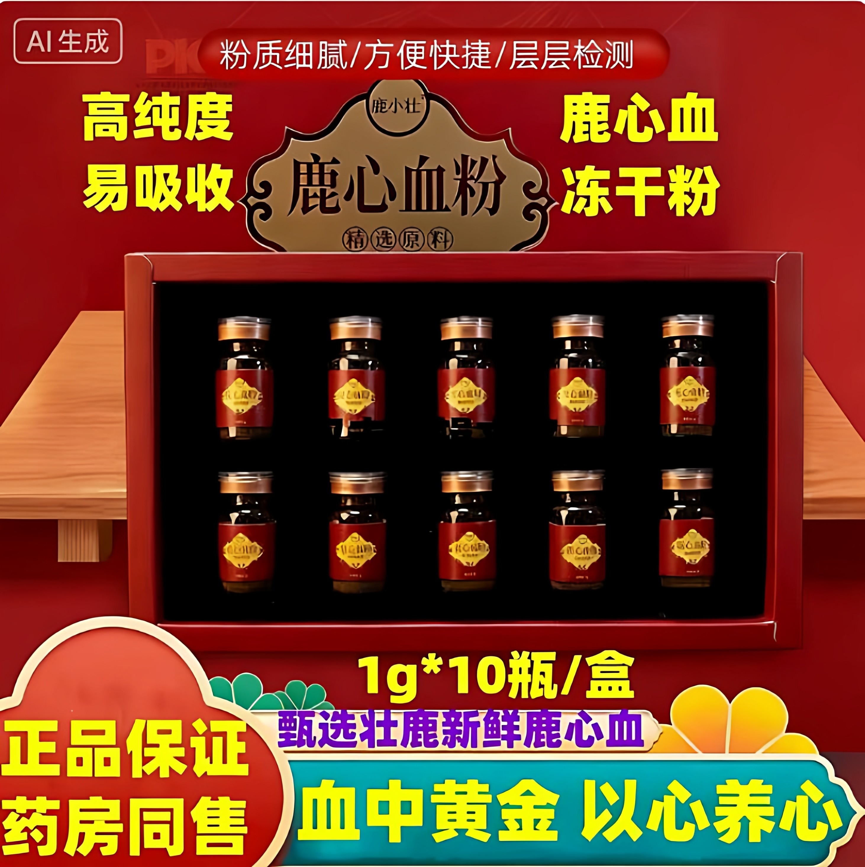 正品鹿心血粉冻干粉东北吉林梅花鹿心血养心粉心肌肽干颗粒粉