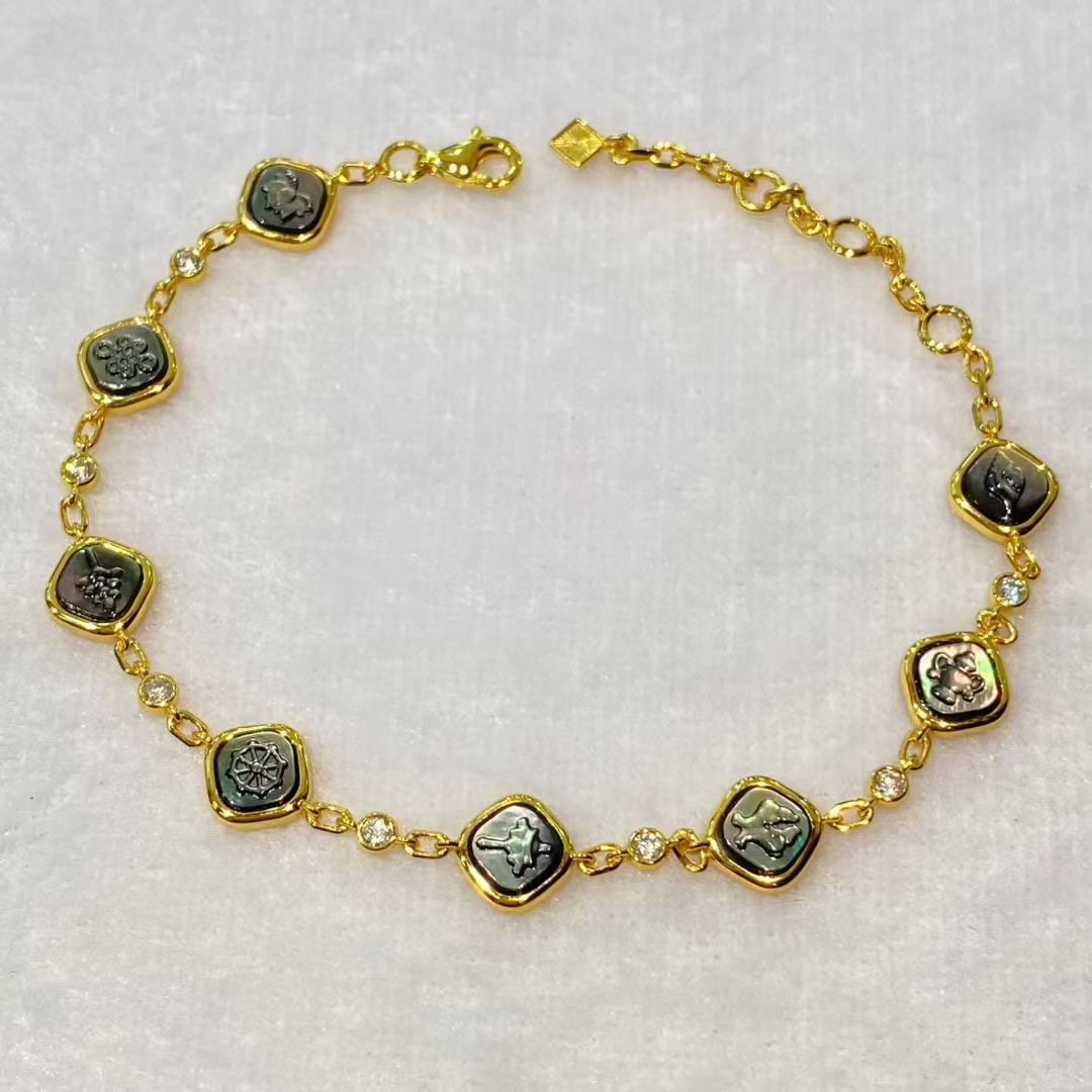 【藏玺物与悟/缘】925银精工镶嵌吉祥八宝手链藏式复古民族风手串,饰品/流行首饰/时尚饰品新,银饰手链,淘宝优惠券,粉丝福利购,淘宝优惠卷