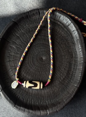 【藏玺·物与悟】台珠精品牙黄双线虎牙天珠玛瑙锁骨项链原创设计