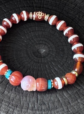 【藏玺】天珠玛瑙多宝手串粉糯尸陀林药师珠手链手串 多样性发货