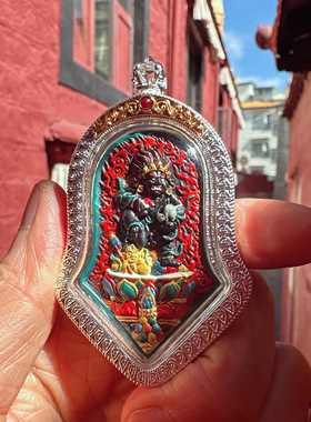 【藏玺物与悟/缘】藏银手工古法彩绘黑财擦擦吊坠赠挂绳 西藏直发