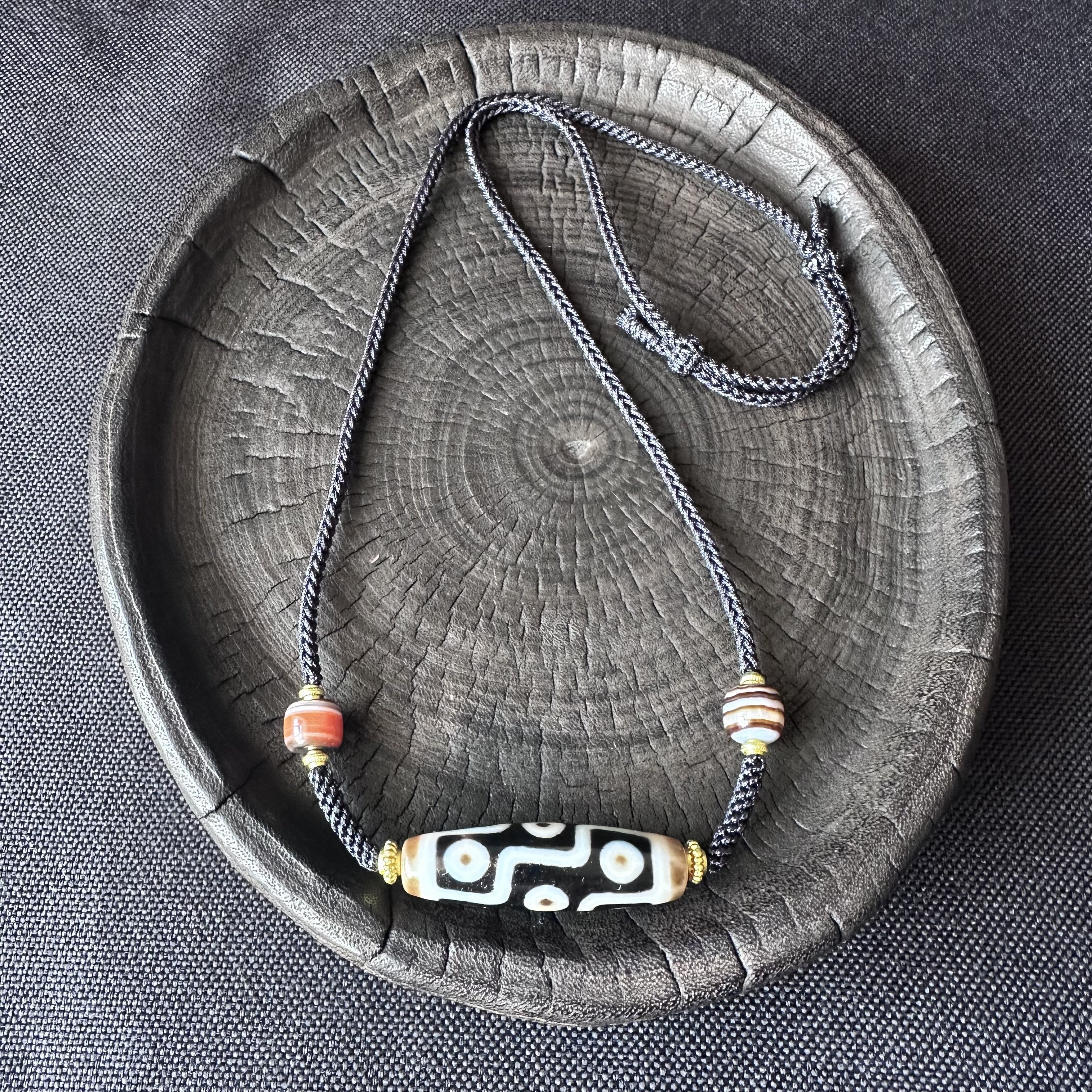 【藏玺·物与悟】台珠聚缘手工古法九眼天珠锁骨项链 多样性发货