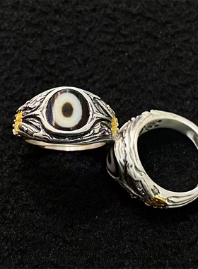 S925纯银镶嵌天珠黄财神戒指