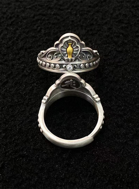 S925纯银镶嵌八大守护法冠戒指