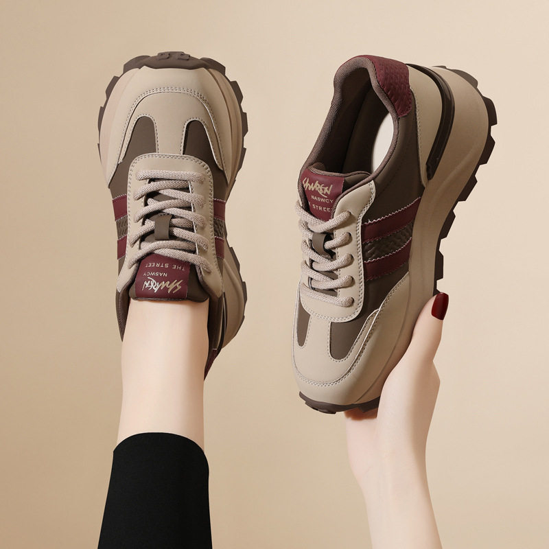 真皮厚底增高百搭休闲运动鞋2026新款爆款软底不累脚阿甘鞋女鞋子