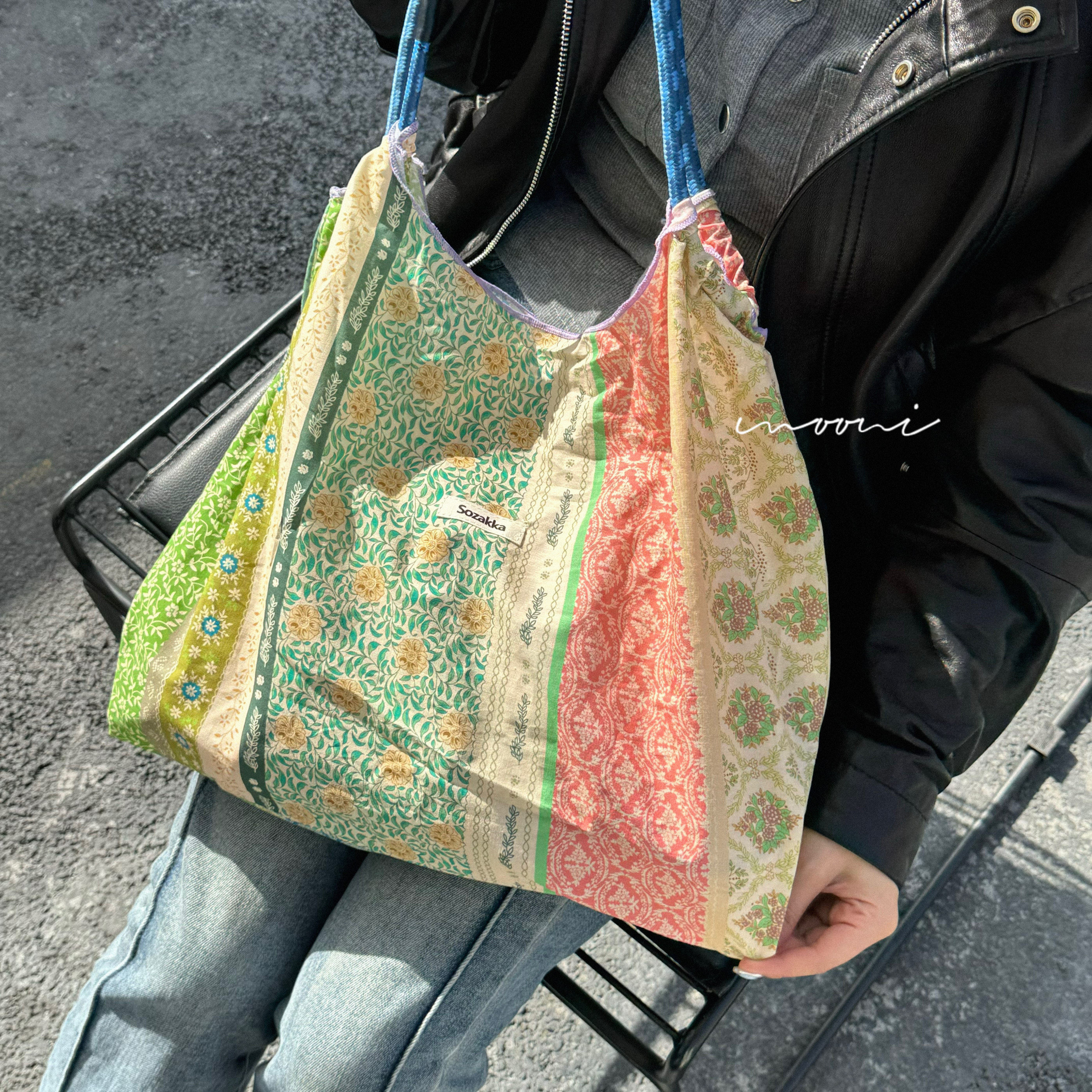 mooni｜法式小众碎花棉麻包ins风甜美简约单肩包通勤字母包包