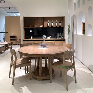 全实木餐桌椅组合现代简约家用圆形饭桌小户型桌子北欧餐桌带转盘