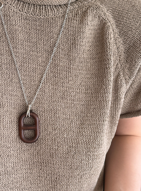 大米饰品】几何木质项链猪鼻子吊坠秋冬长款毛衣链2025新款爆款