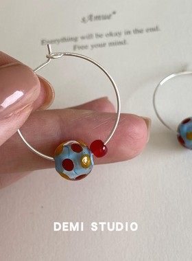 新品88折】多巴胺彩色圆圈耳环2025新款高级感耳圈复古气质耳饰