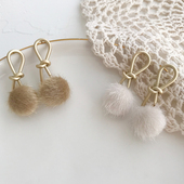 大米饰品 S925银针秋冬打结毛球耳环日常通勤耳饰可爱简约小巧女